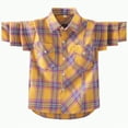 thumbnail image 1 of Ccpelsie Boys Girls Plaid Flannel Shirts Toddler Kids Long Sleeve Casual Collared Button Down Shirts Fall Clothes(Yellow,12-13 Years), 1 of 4