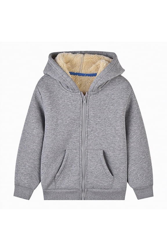 Boys Girls School Uniform Hoodies Solid Zip Up Long Sleeve Sweatshirt Oversized Hooded Pullover Athletic Sports Outwear Coats(Grey,3-4 Years)