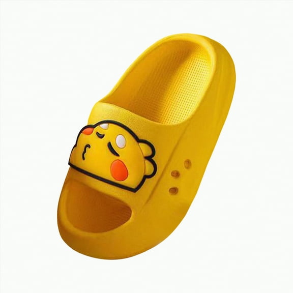 Ccpelsie Boys Girls Slide Sandals Cute Summer Beach Pool Shower Slippers Non-slip Quick Drying Sandal for Toddler Little/Big Kid(Yellow,7)