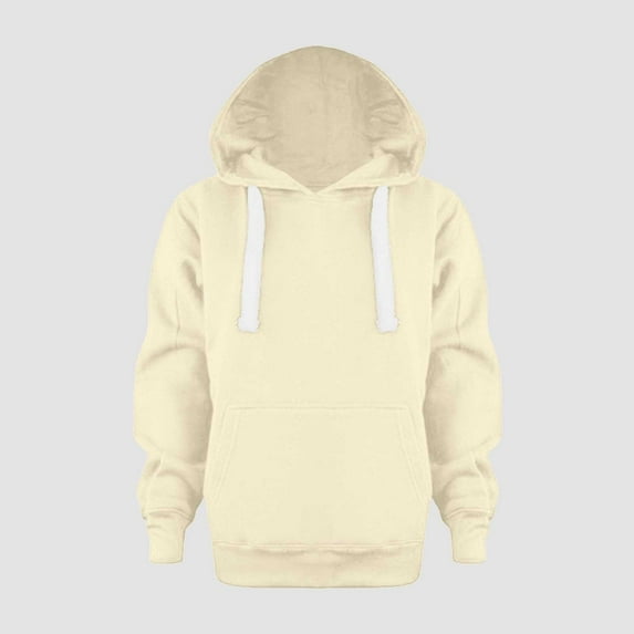 Ccpelsie Boys Girls Solid Classic Hoodies Soft Hooded Full Zip Sweatshirts for Children Beige,11-12 Years