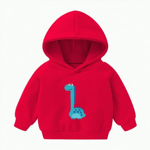 Ccpelsie Boys Hoodies Cool Graphic Printed Hooded Sweatshirt Pullover Hoody with Pockets for Toddler Kids(Red,18-24 Months)