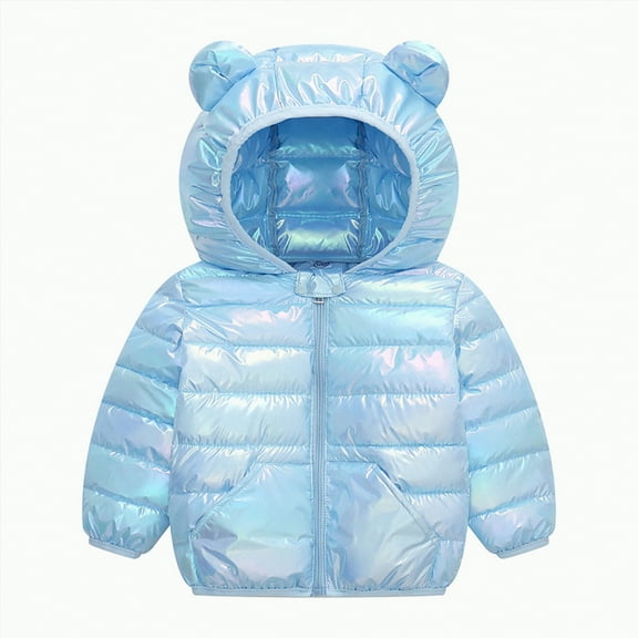 Ccpelsie Boys' Jacket Weather Resistant Coat for Boys Quilted Puffer Outwear for Todler Kids(Sky Blue,6-12 Months)