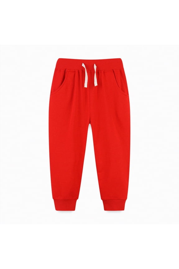 Boys' Joggers, Midweight Sweatpants with Pockets, Jogger Training Pants for Big/Little Boys(Red,12-18 Months)