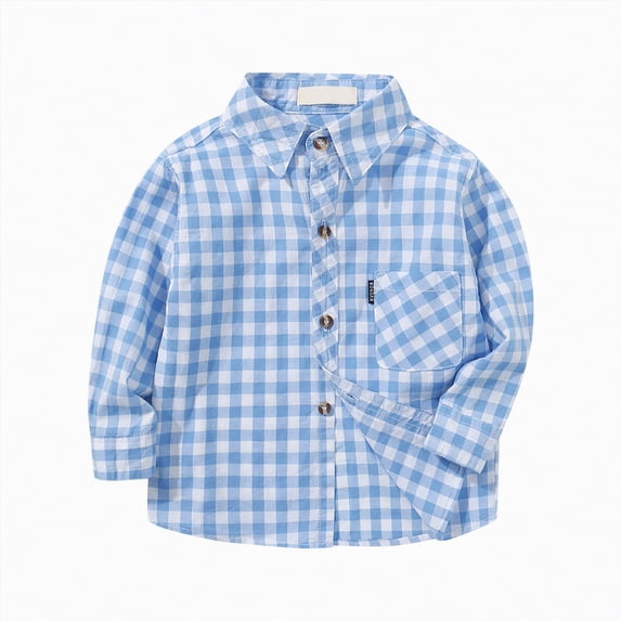 Ccpelsie Boys Long Sleeve Button Down Shirt Solid Oxford Dress Shirt for School Uniform Church and Formal Occasions(Sky Blue,6-8 Years)