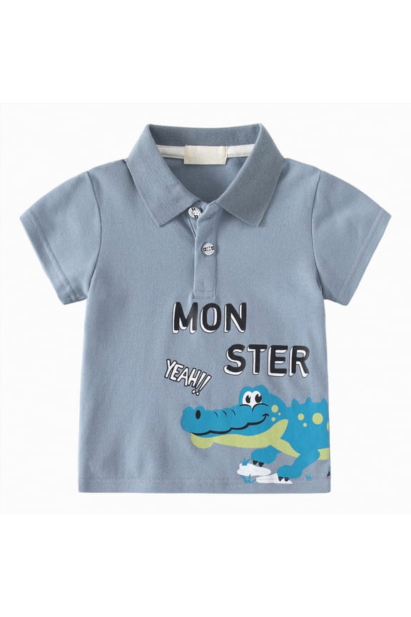 Boys Polo Shirt Classic Fit School Uniform Shirts Button Closure Active Casual Short Sleeve Tops(Blue,2-3 Years)