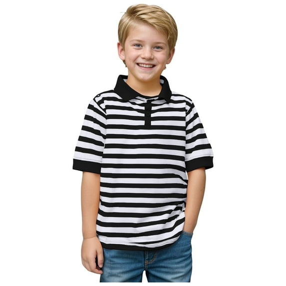Ccpelsie Boys Polo Shirt Uniform School Polo Shirts for Boys Multiple Color Kids Short Sleeve(Black,3-4 Years)