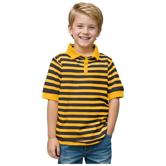 Ccpelsie Boys Polo Shirt Uniform School Polo Shirts for Boys Multiple Color Kids Short Sleeve Polo(Yellow,10-11 Years)