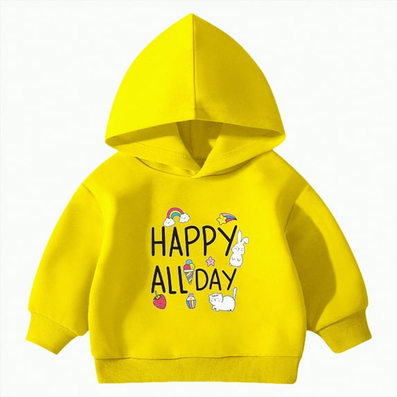 Ccpelsie Boys Pullover Hoodies Cute Graphic Printed Hooded Sweatshirt with Pocket for Little/Big Kids(Yellow,3-4 Years)
