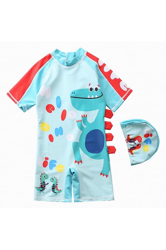 Boys Rash Guard Set - 2 Piece Quick Dry Short Sleeve Swim Shirt and Swim Trunks for Boys(Mint Green,1-2 Years)