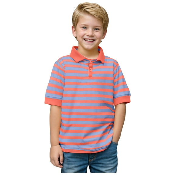 Ccpelsie Boys' School Uniform Short Sleeve Polo Shirt, Button Closure - Moisture Wicking Stretch Sport Shirts for Kids( Red,8-9 Years)