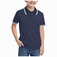 thumbnail image 1 of Ccpelsie Boys Short Sleeve T-Shirts Kids Summer Crewneck Color Block Tops Fashion Tees(Dark Blue,17-18 Years), 1 of 4