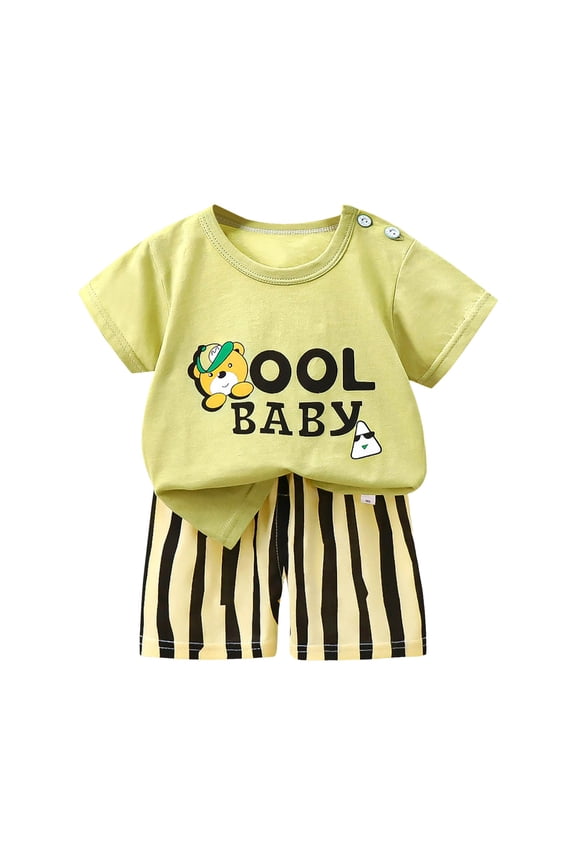 Boys' Shorts Set - 2 Piece Short Sleeve T-Shirt and Shorts Summer Outfit for Boys Casual(Black,6-12 Months)