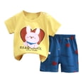 thumbnail image 1 of Ccpelsie Boys Shorts Set - 2 Piece Summer Clothes Outfit with Graphic Tees and Boys Shorts for Toddler Kids(Yellow,3-4 Years), 1 of 3