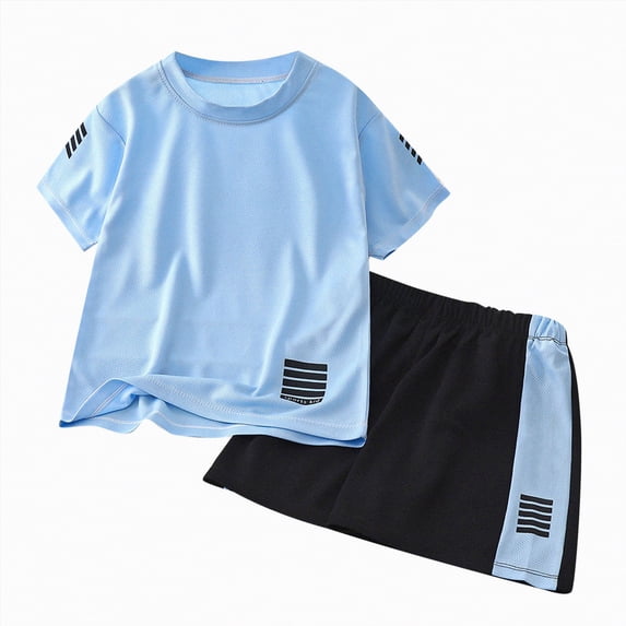 Ccpelsie Boys Shorts Sets Toddler 2 Piece Short Sleeve Crewneck Graphic Tee and Shorts for Boys(Sky Blue,4-5 Years)