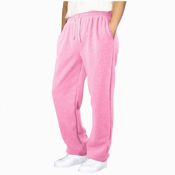 Ccpelsie Boys Sweatpants Wide Leg Boys Athletic Drawstring Joggers Pants Kids Sweatpants Open Bottom PantsPink,7-8 Years