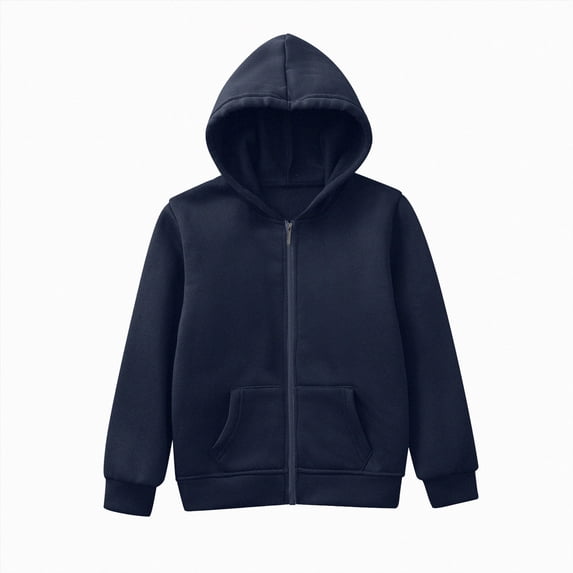 Ccpelsie Boys Zip Hoodies Waffle Knit Kids Long Sleeve Hooded Sweatshirts Fall Winter Tops Coat(Navy,4-5 Years)