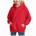 thumbnail image 1 of Ccpelsie Casual Girls Pullover Hoodie Sweatshirt Print Color Block Fall Winter Clothing with Pockets(Red,7-8 Years), 1 of 6