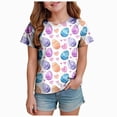 thumbnail image 1 of Ccpelsie Children Casual Short-Sleeve T-Shirt Cute Print Summer Tees for Girls Daily Tops Light Purple,6-7 Years, 1 of 6