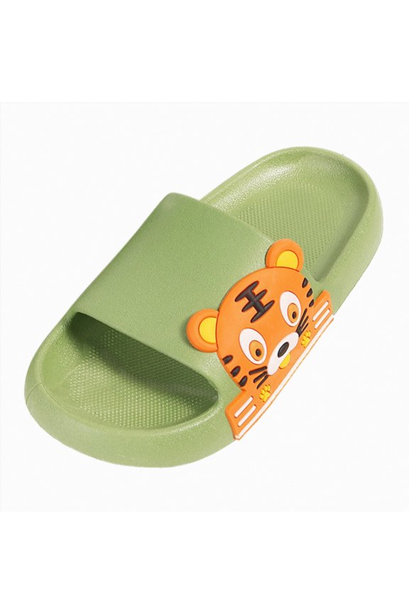 Children's Cartoon Slides Soft Sole Slippers for Indoor Outdoor Beach Pool Summer Play(Green,12)
