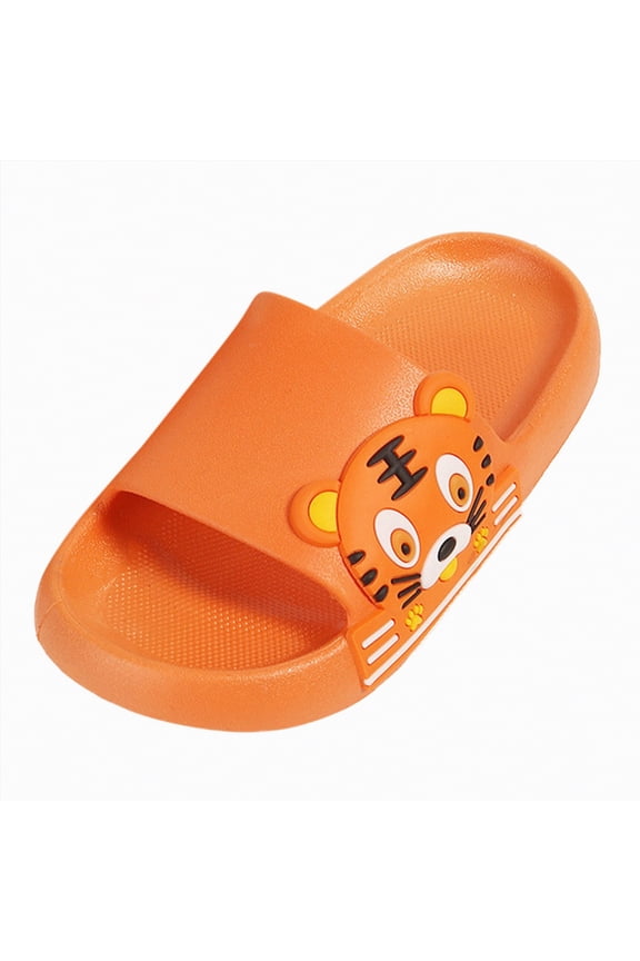 Children's Cartoon Slides Soft Sole Slippers for Indoor Outdoor Beach Pool Summer Play(Orange,12)