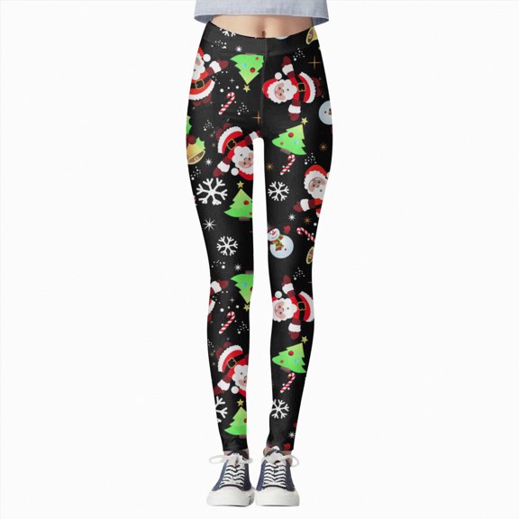 Ccpelsie Christmas Leggings for Women Cute Printed High Waist Holiday Tights Slim Fit Stretchy Pants(Green,S)