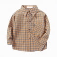 thumbnail image 1 of Ccpelsie Classic Boys Long Sleeve Uniform Shirt Oxford Button Down Solid Color for School Holidays and Special Events(Coffee,8-10 Years), 1 of 4