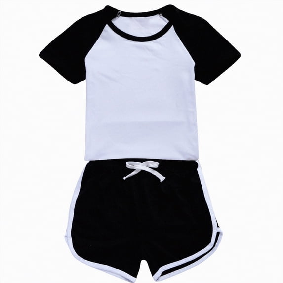 Ccpelsie Girl Clothes Set Summer Shorts Top 2Pieces Toddler Little Girls Outfits with Pockets(Black,13-15 Years)
