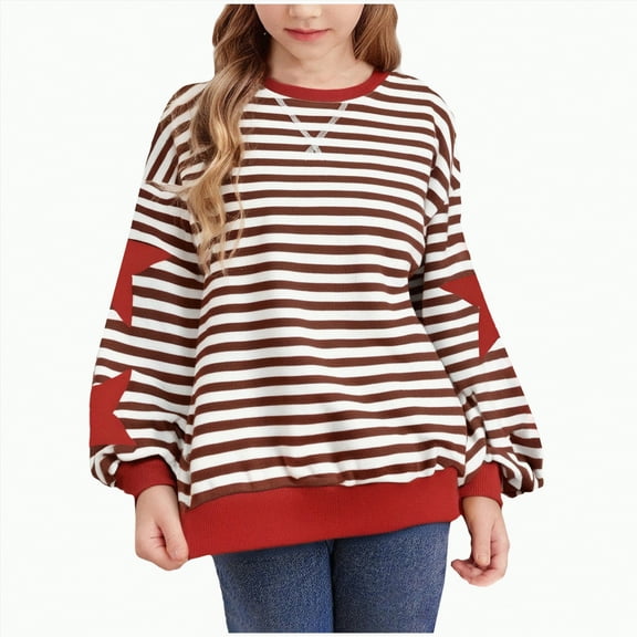 Ccpelsie Girl Sweater Toddler Kids Warm Crewneck Sweatshirt Pullover Fall Winter Clothes Outfits for Kids(Red,6-7 Years)