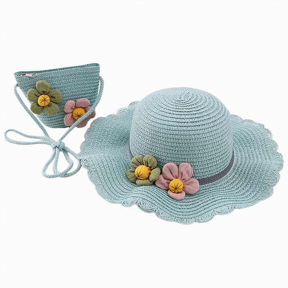 Ccpelsie Girl and Boys Sun Hat with Wide Brim Bucket Hats Adjustable Floppy Sun Hat for Toddler Kids(Sky Blue,One Size)