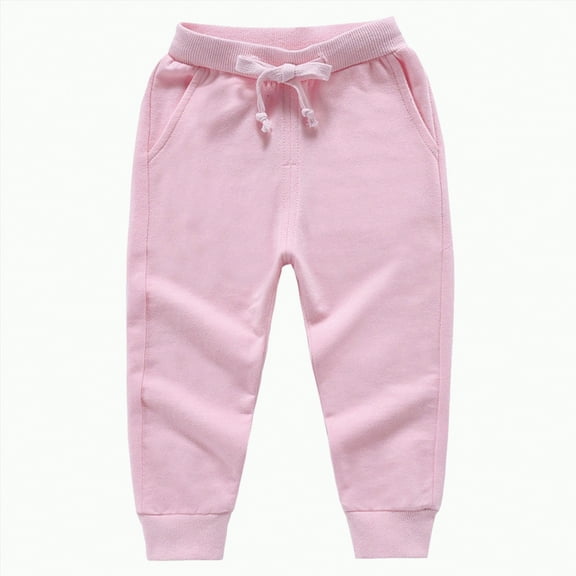 Ccpelsie Girl's Baggy Sweatpants Print Elastic Waist Wide Leg Pants Joggers Track Pants Trendy for Big/Little Kids(Pink,18-24 Months)