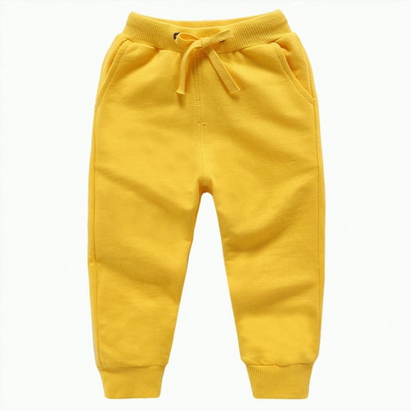 Ccpelsie Girl's Baggy Sweatpants Print Elastic Waist Wide Leg Pants Joggers Track Pants Trendy for Big/Little Kids(Yellow,6-7 Years)