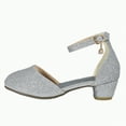 thumbnail image 1 of Ccpelsie Girl's Dress Shoes Mary Jane Low Heel Wedding Party Princess Shoes for Toddler/Little/Big Kids(Silver,2.5), 1 of 5