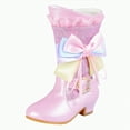 thumbnail image 1 of Ccpelsie Girl's Fashion Boots Kids Girls Zipper Knee High Winter Boots Low Heel Mid Calf Riding Boots Dress Princess Shoes(Pink,2.5), 1 of 9