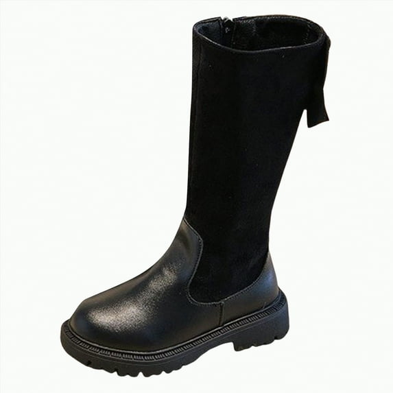 Ccpelsie Girl's Fashion Side Zipper Knee High Riding Boots Dress Princess Shoes Girls Tall Winter Boots(Black,2)