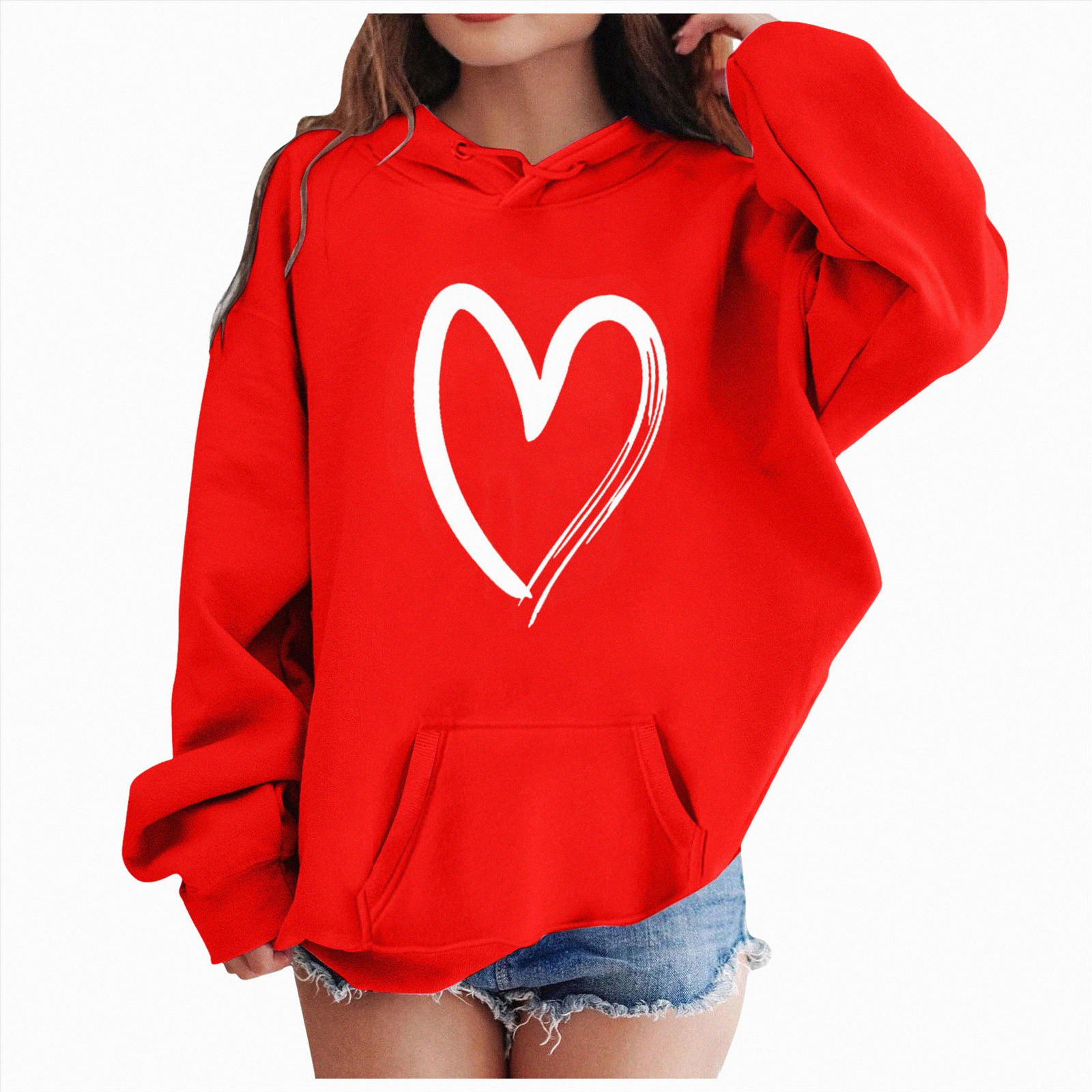 Yuccalley Women's Long Sleeve Hoodie - Casual Pullover With Kangaroo Pocket, Drawstring Hood, Light Blue, Medium - View #3