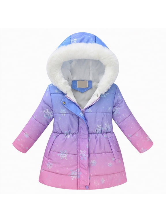 Girl's Kids Winter Coat Parka Kids Warm Puffer Jacket With Hooded (Toddler & Little/Big Kids)(Light Purple,11-12 Years)
