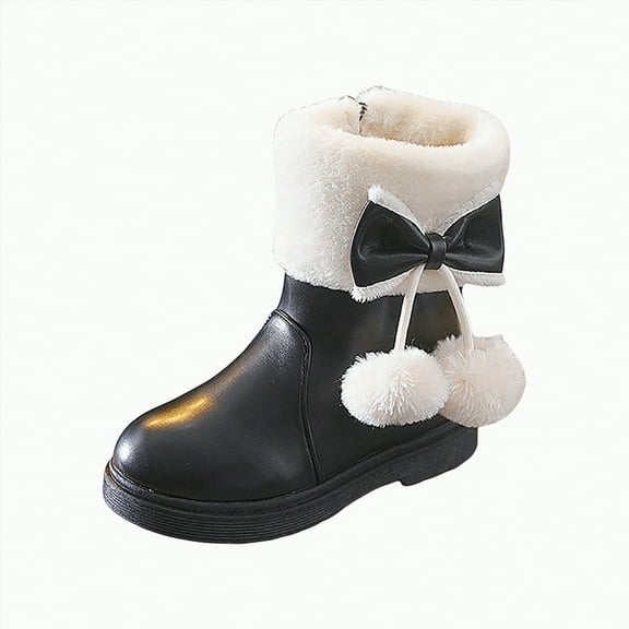 Ccpelsie Girl's Knee High Boots Stylish Comfort Round Toe Tall Boot Classic Fashion Fall Winter Boots for Kid(Black,2)