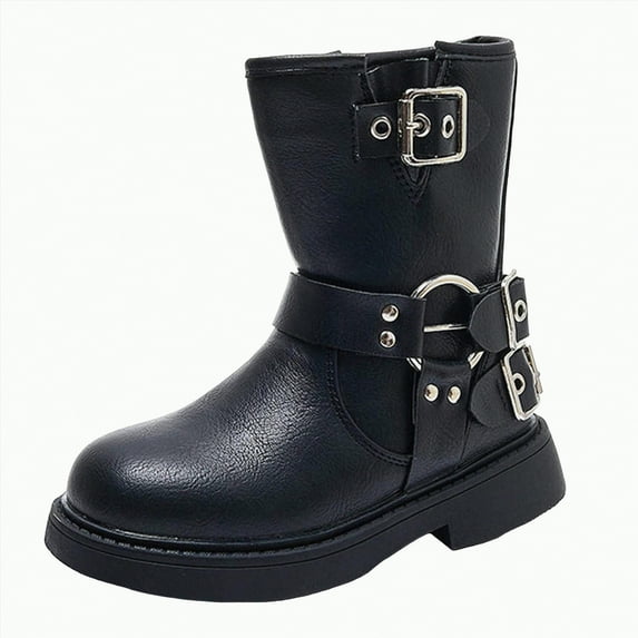 Ccpelsie Girl's Knee High Winter Riding Boots(Toddler/Little Kid/Big Kid)(Black,2)