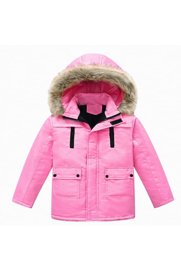 Girl's Puffer Jacket - Cozy Full Zip Up Girls Fashion Casual Hooded Puffer Jacket for Girls Outwear for Toddler(Pink,5-6 Years)