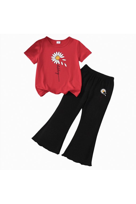 Girls 2 Piece Set Kids Striped Knit Short Sleeve T-Shirts Elastic Waist Shorts Casual Summer Clothing Sets(P,2-3 Years)