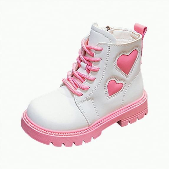 Ccpelsie Girls Ankle Boots Kids Dress Short Boots Low Heel (toddler,littile kids)(Pink,12)