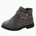thumbnail image 1 of Ccpelsie Girls Ankle Boots Low Heel with Classic Fashion Booties Warm Shoes for Toddler Little Kids/Big Kids(Grey,3), 1 of 3