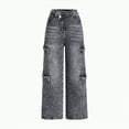 thumbnail image 1 of Ccpelsie Girls Baggy Jeans-Wide Leg Denim Pants with Pockets, Elastic Waistband Jeans for Kids(Black,8-9 Years), 1 of 6