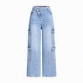 thumbnail image 1 of Ccpelsie Girls Baggy Jeans-Wide Leg Denim Pants with Pockets, Elastic Waistband Jeans for Kids(Blue,6-7 Years), 1 of 6