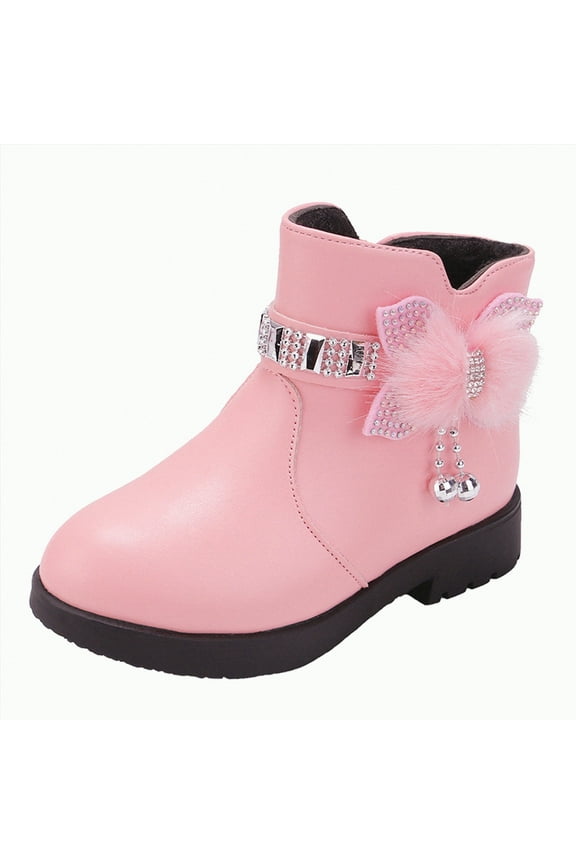 Girls Boots Ankle Boots for Girls Side Zipper Short Suede Booties Fashion Boots for Toddler/Little/Big Kids(Pink,3)