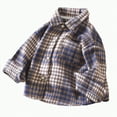 thumbnail image 1 of Ccpelsie Girls Boys Fashion Fall Plaid Shirt Winter Coat with Pocket Kids Casual Outerwear for Todddler(Blue,7-8 Years), 1 of 5