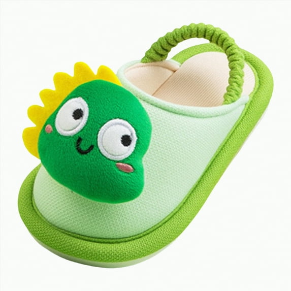 Ccpelsie Girls Boys House Slippers Cozy Plush Anti-Skid Indoor Outdoor House Shoes Bedroom Slippers for Toddler/Big/Little Kid(Green,8)