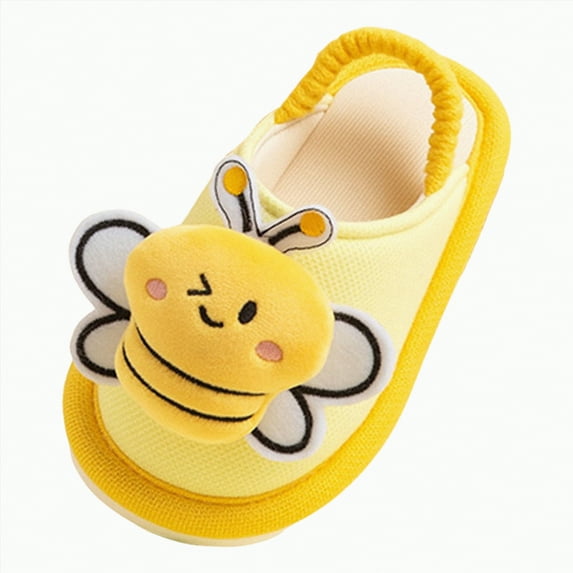 Ccpelsie Girls Boys House Slippers Cozy Plush Anti-Skid Indoor Outdoor House Shoes Bedroom Slippers for Toddler/Big/Little Kid(Yellow,6.5)