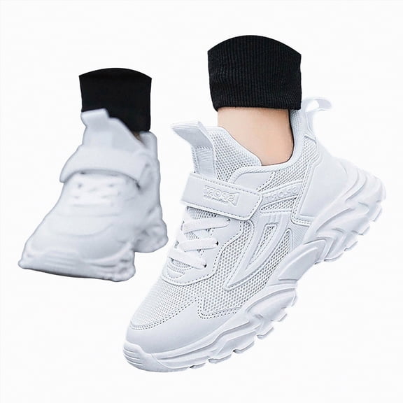 Ccpelsie Girls Boys Shoes Kids Tennis Quicksteps School Sneakers Breathable Running Athletic Shoes(White,1)