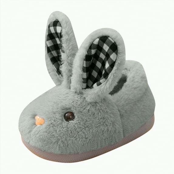 Ccpelsie Girls Boys Slippers No-Slip Slippers Soft Rubber Sole House Shoes for Bedroom Indoor Outdoor (Toddler/Little/Big Kid)(Grey,13)